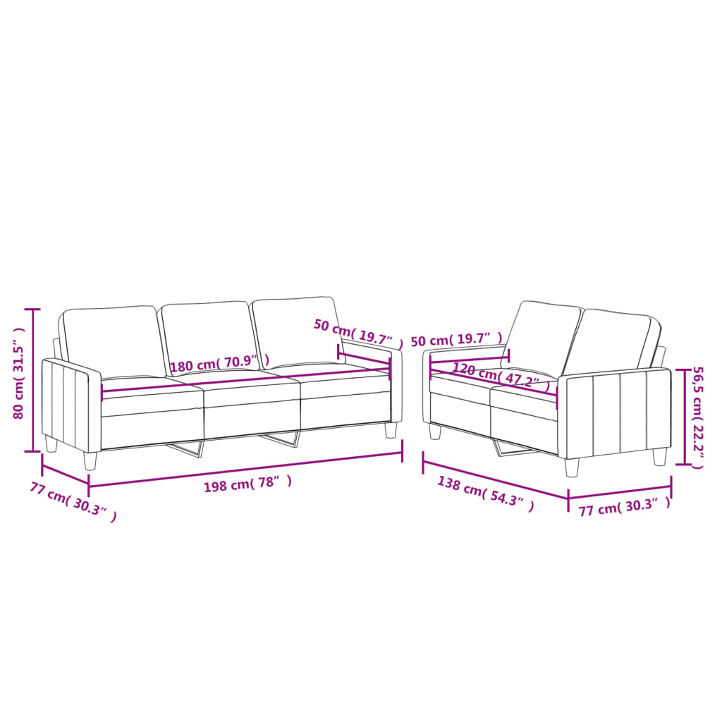 2-dijelni set sofa s jastucima boja vina od umjetne kože