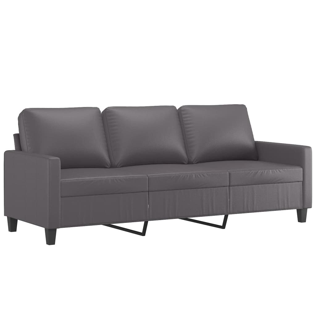 3-dijelni set sofa s jastucima sivi od umjetne kože