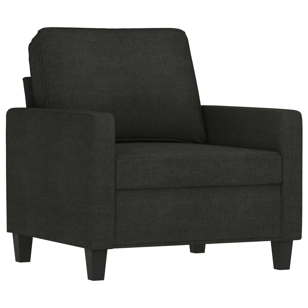 3-dijelni set sofa s jastucima crni od tkanine