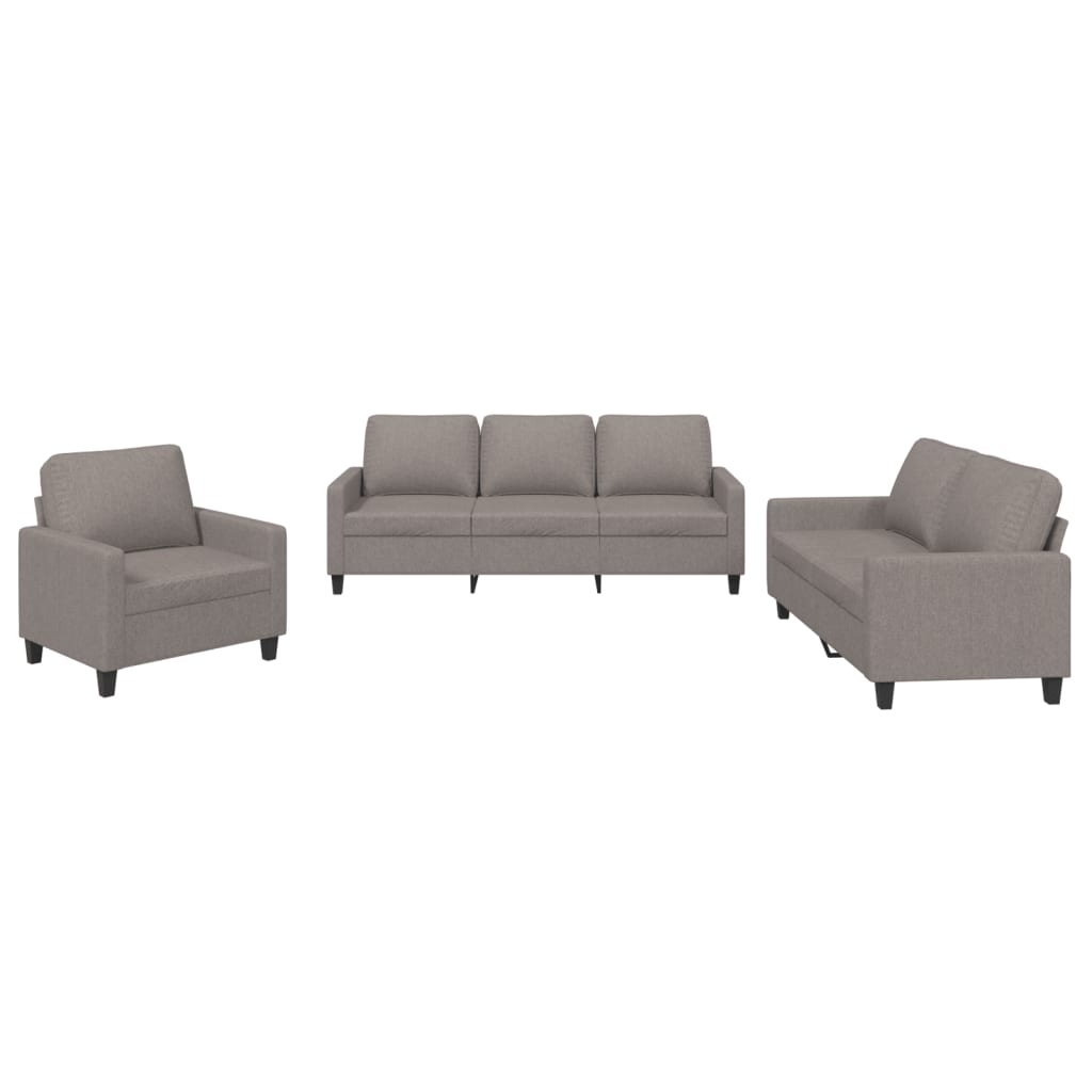 3-dijelni set sofa s jastucima smeđesivi od tkanine