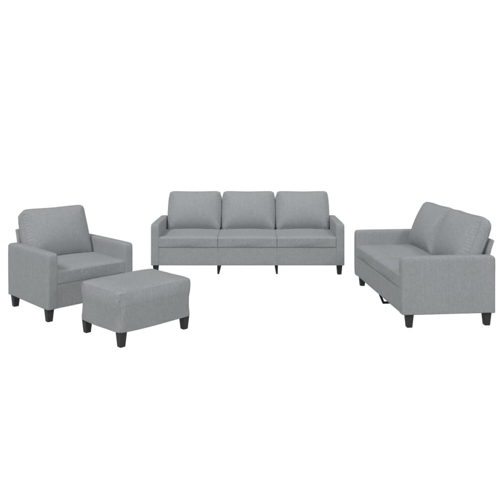 4-dijelni set sofa s jastucima svjetlosivi od tkanine Siva