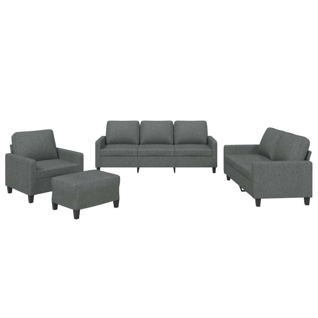 4-dijelni set sofa s jastucima tamnosivi od tkanine