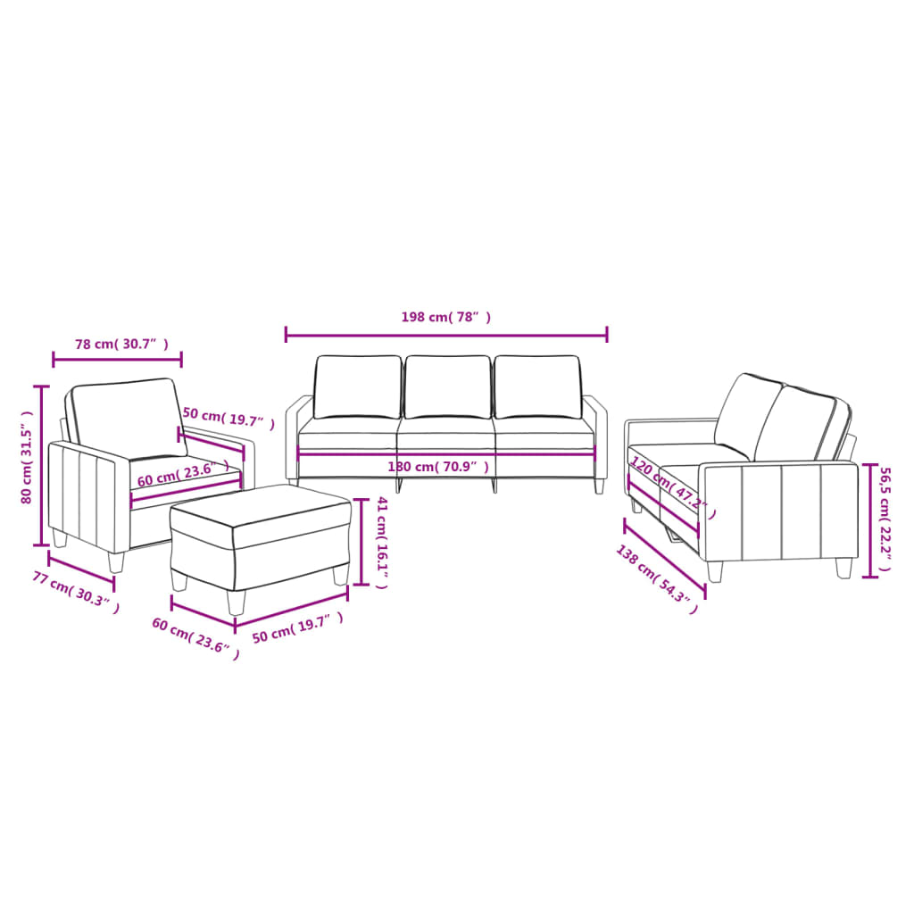 4-dijelni set sofa s jastucima tamnosivi od tkanine