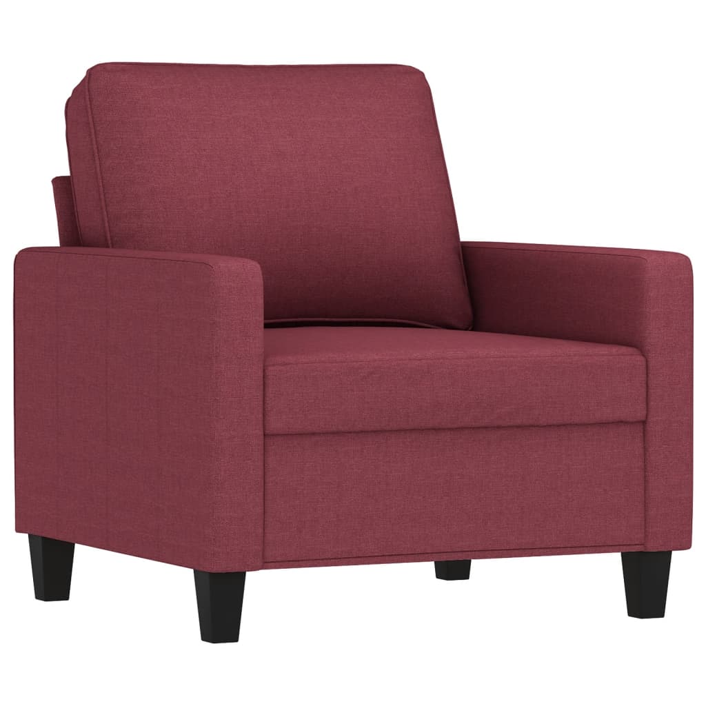 4-dijelni set sofa s jastucima crvena boja vina od tkanine
