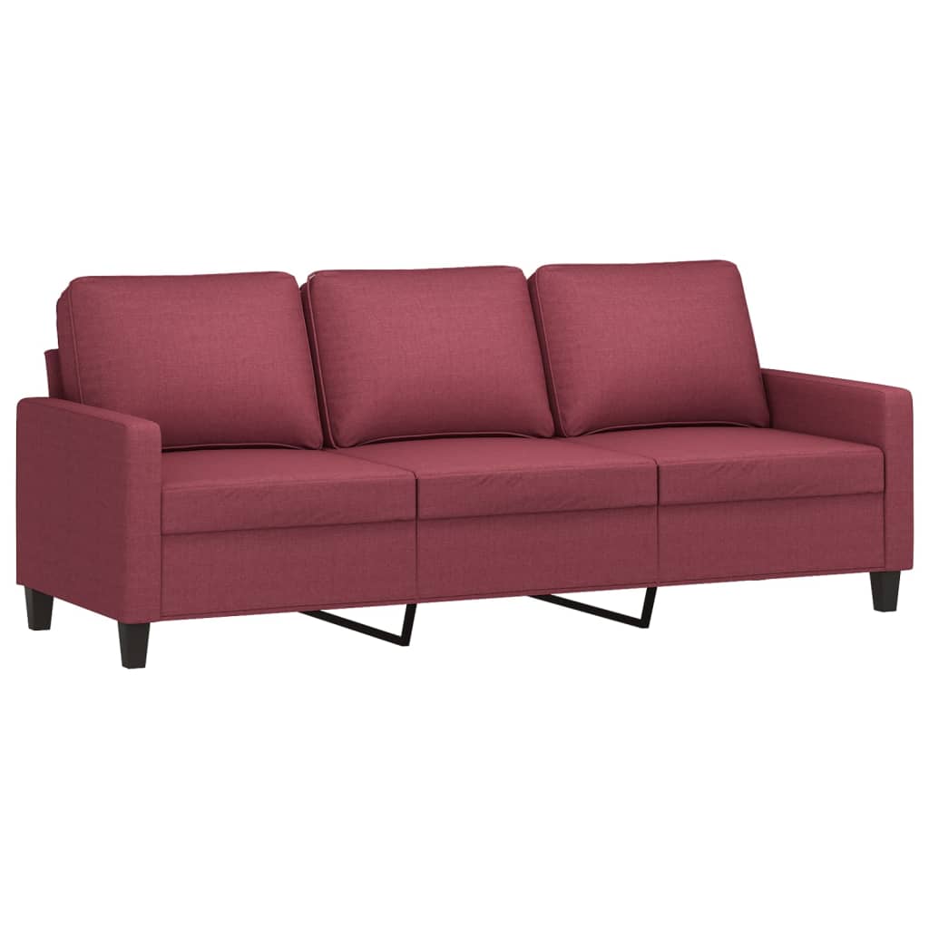 4-dijelni set sofa s jastucima crvena boja vina od tkanine