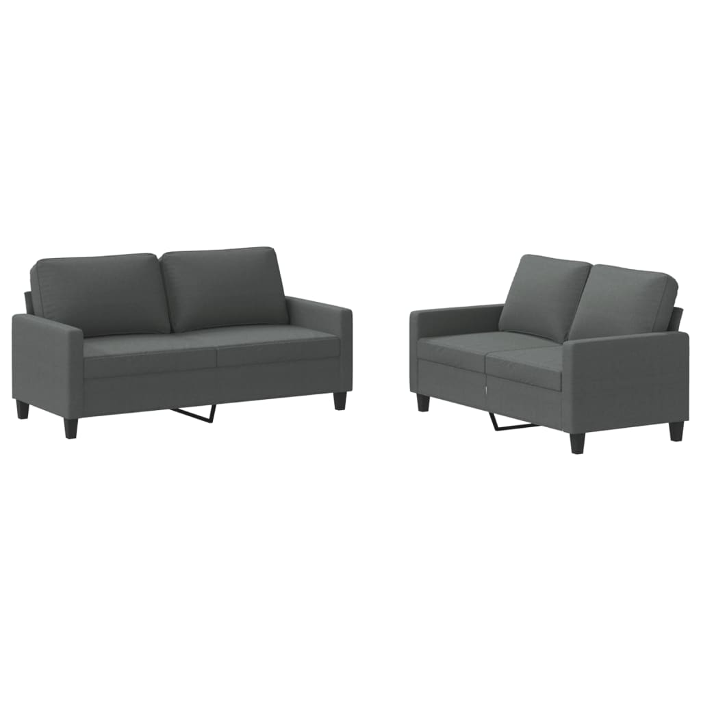 2-dijelni set sofa s jastucima tamnosivi od tkanine