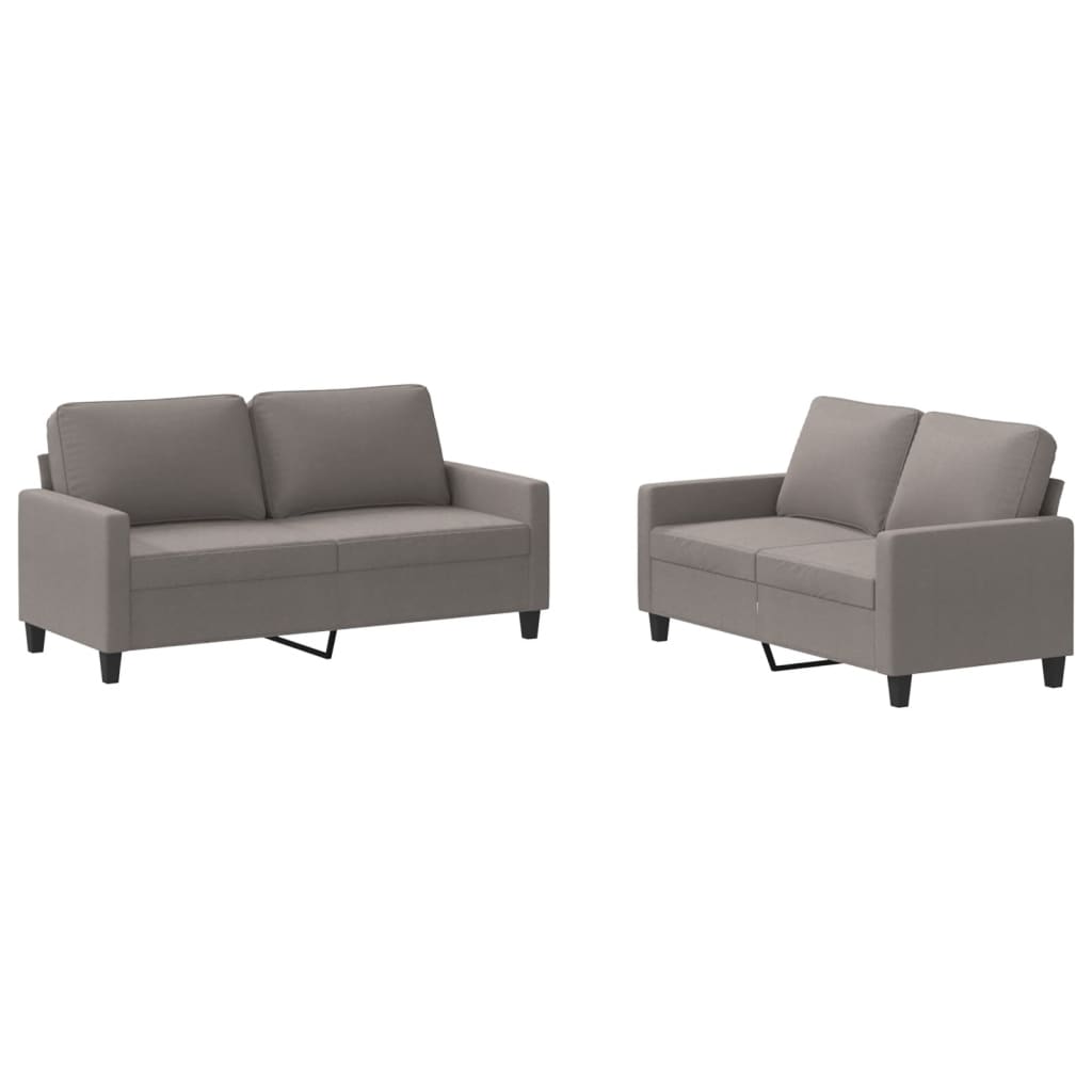 2-dijelni set sofa s jastucima smeđesivi od tkanine