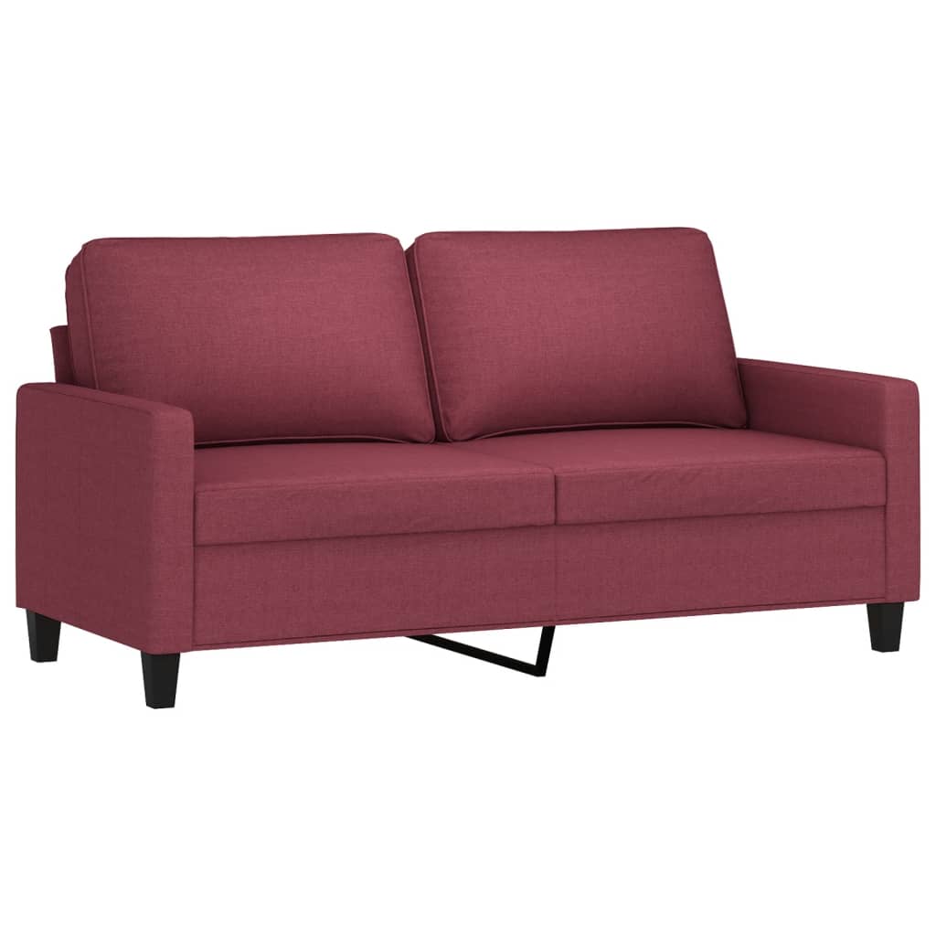 3-dijelni set sofa s jastucima crvena boja vina od tkanine