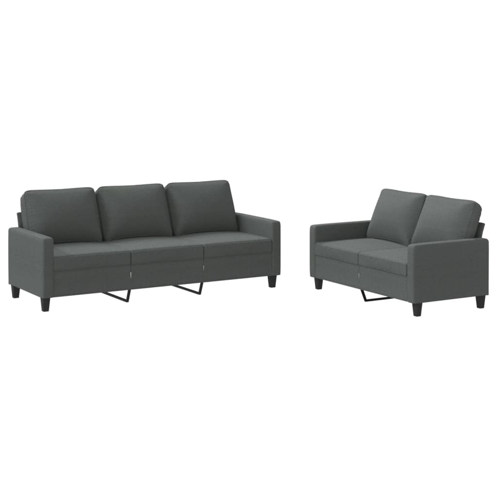 2-dijelni set sofa s jastucima tamnosivi od tkanine