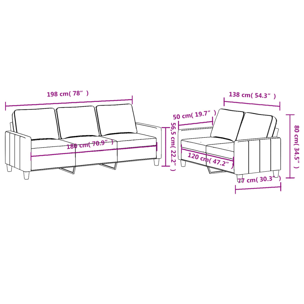 2-dijelni set sofa s jastucima tamnosivi od tkanine
