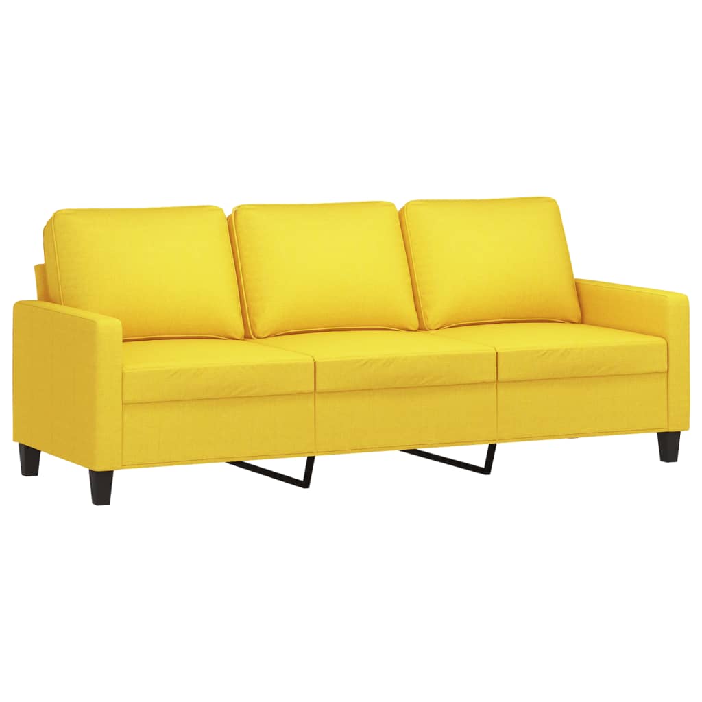 2-dijelni set sofa s jastucima svjetložuti od tkanine