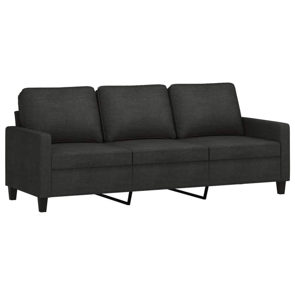 3-dijelni set sofa s jastucima crni od tkanine