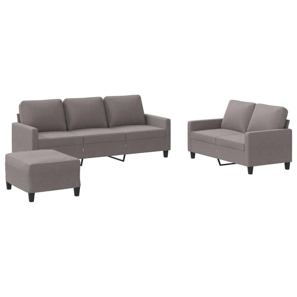 3-dijelni set sofa s jastucima smeđesivi od tkanine