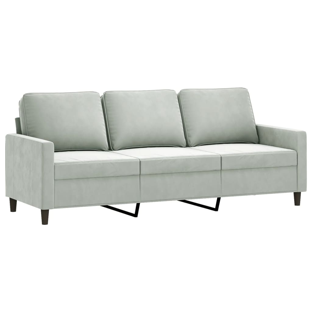 3-dijelni set sofa s jastucima svjetlosivi baršunasti