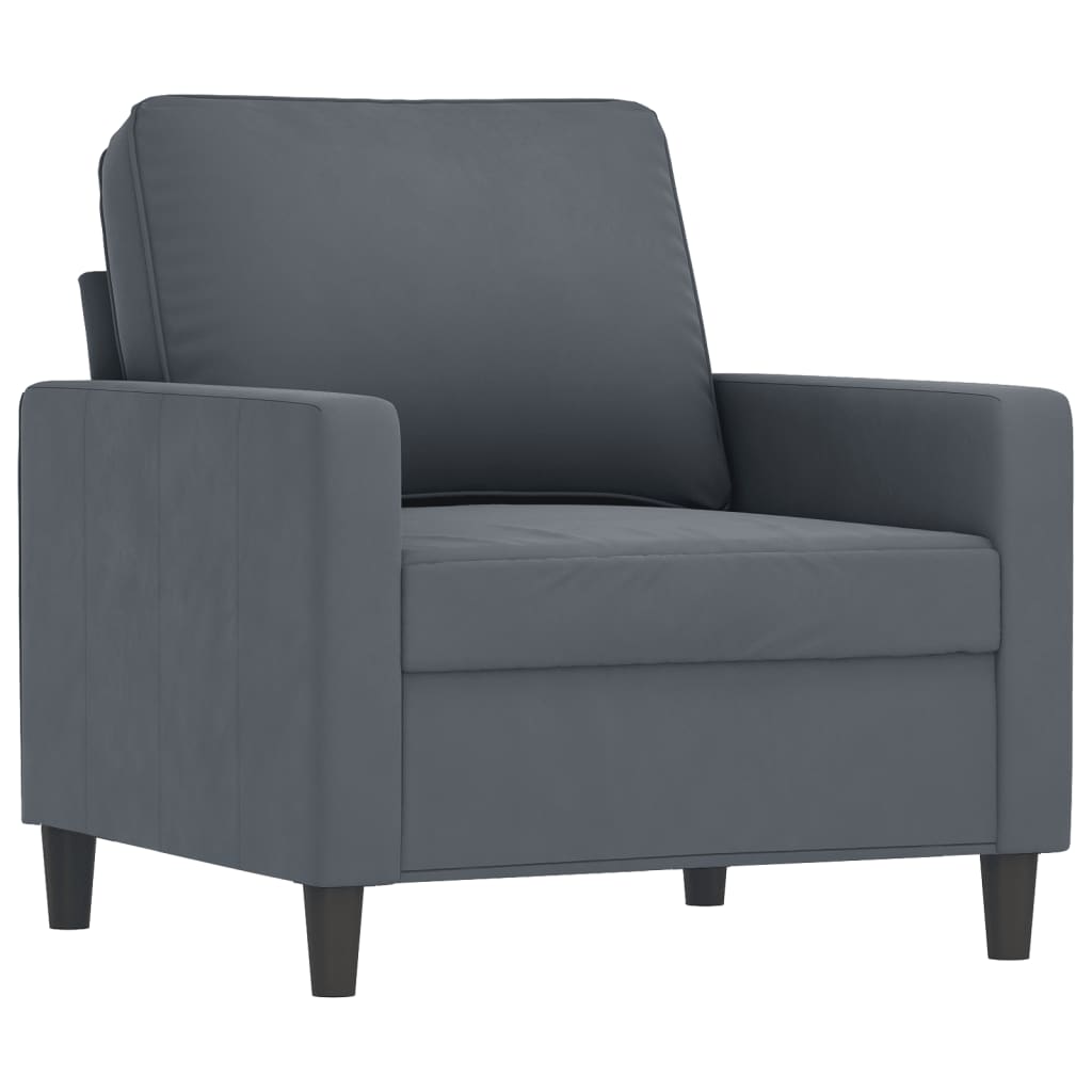 3-dijelni set sofa s jastucima tamnosivi baršunasti