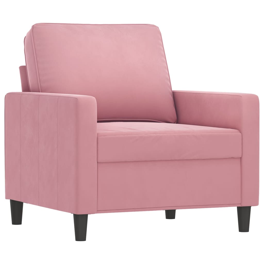 3-dijelni set sofa s jastucima ružičasti baršunasti