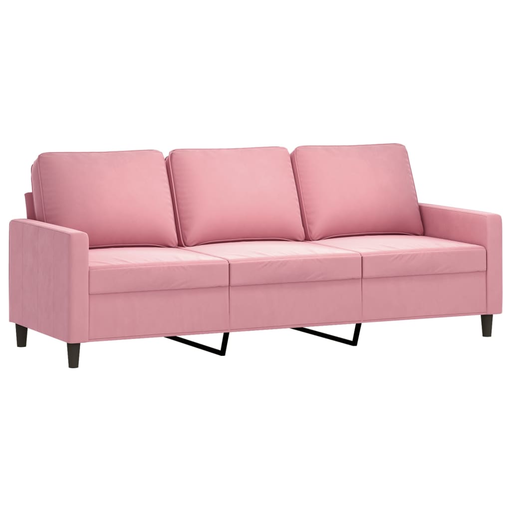 3-dijelni set sofa s jastucima ružičasti baršunasti