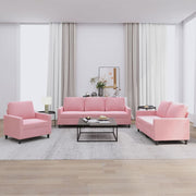 3-dijelni set sofa s jastucima ružičasti baršunasti