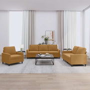 3-dijelni set sofa s jastucima smeđi baršunasti