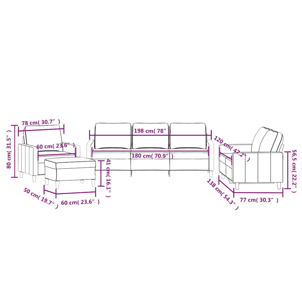 4-dijelni set sofa s jastucima krem baršunasti