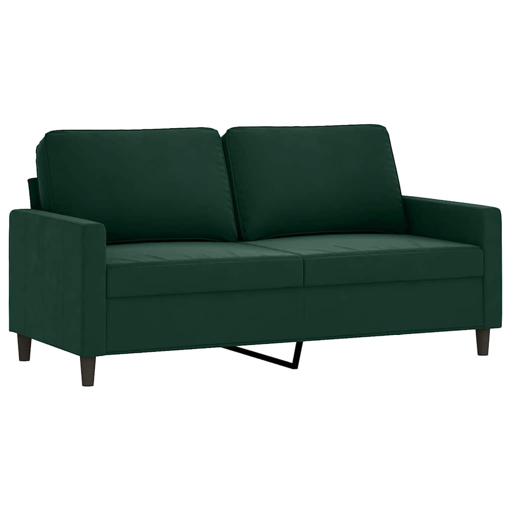 2-dijelni set sofa s jastucima tamnozeleni baršunasti