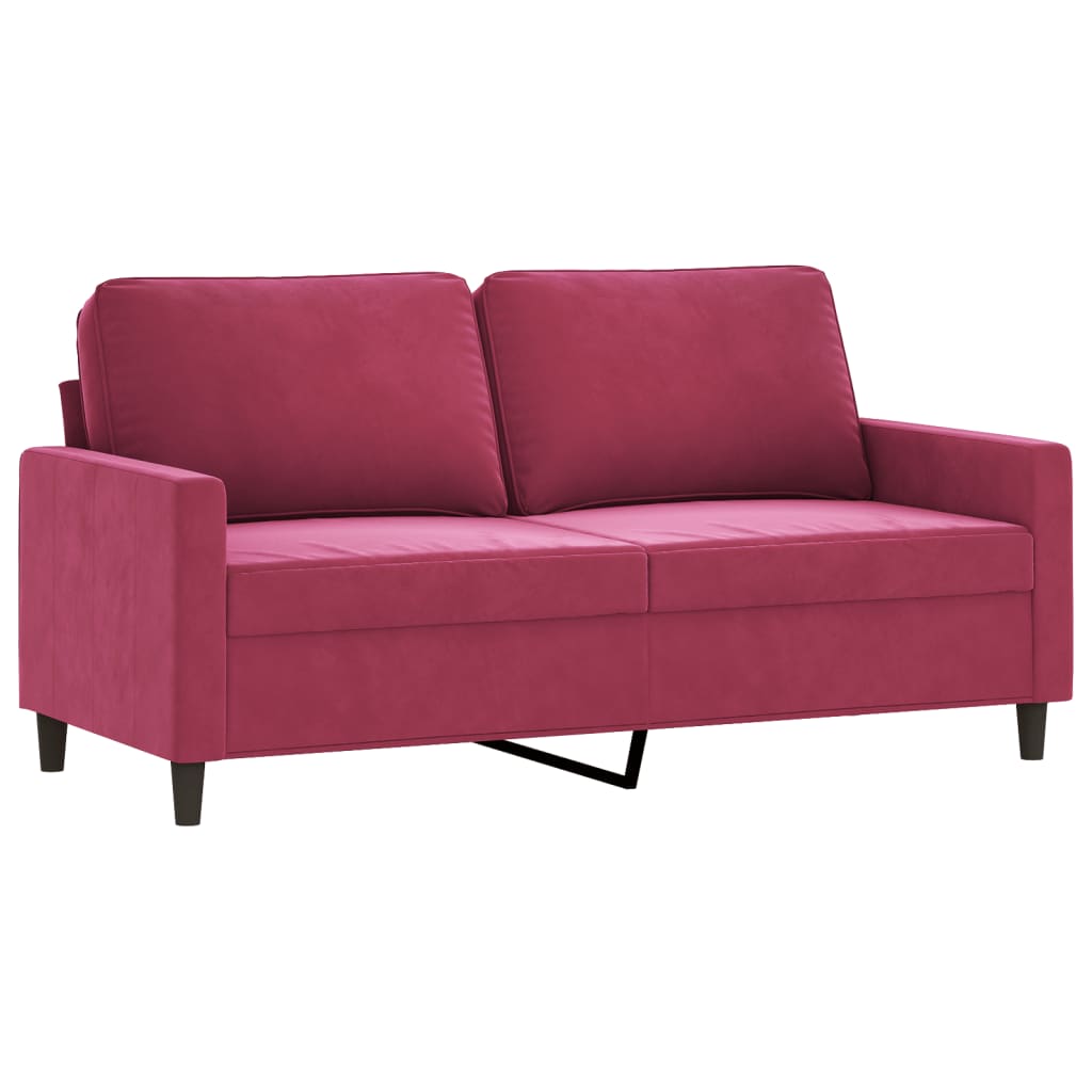 2-dijelni set sofa s jastucima crvena boja vina baršunasti