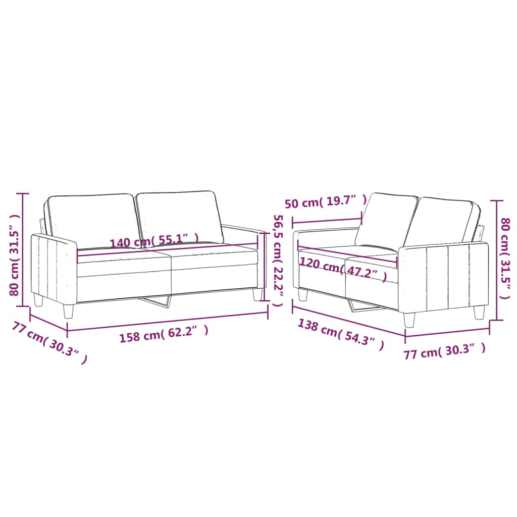 2-dijelni set sofa s jastucima crvena boja vina baršunasti