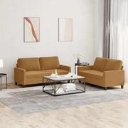 2-dijelni set sofa s jastucima smeđi baršunasti