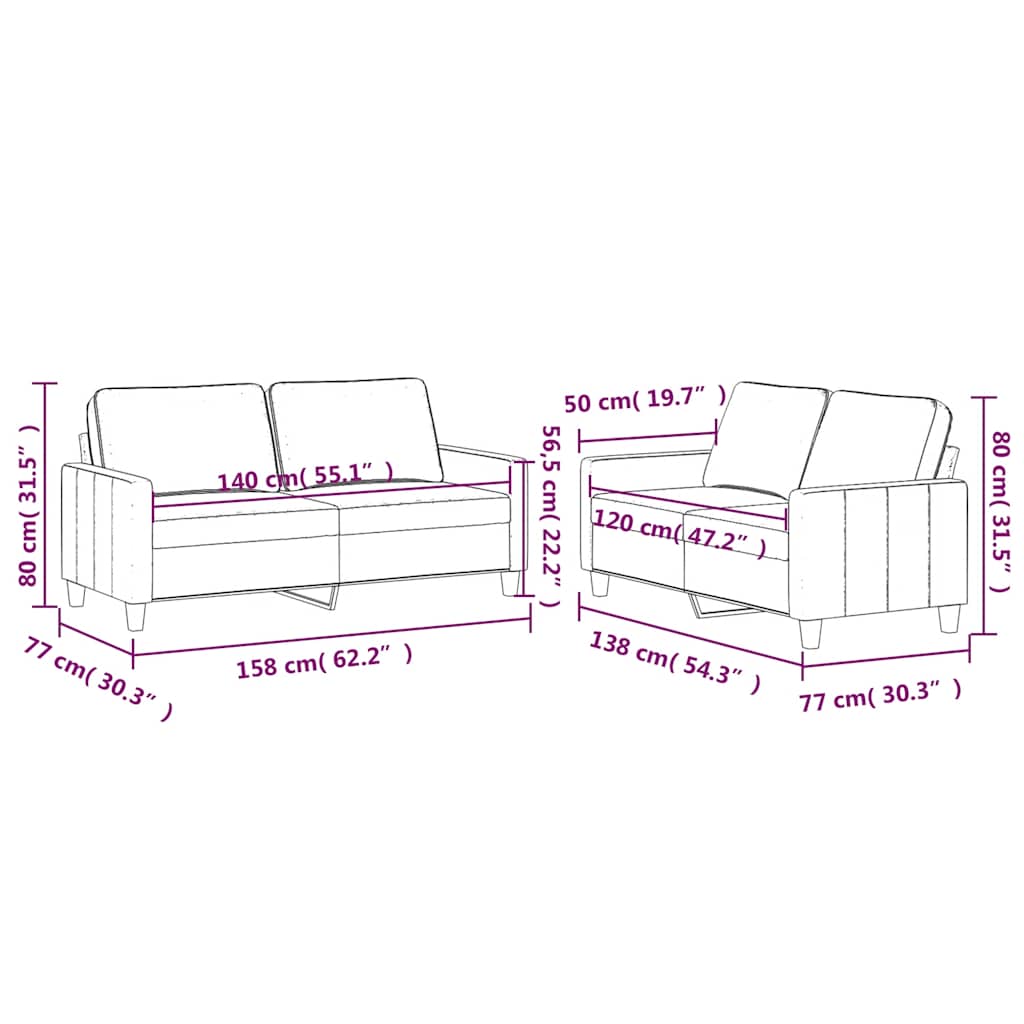2-dijelni set sofa s jastucima plavi baršunasti