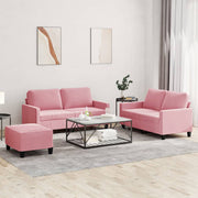 3-dijelni set sofa s jastucima ružičasti baršunasti
