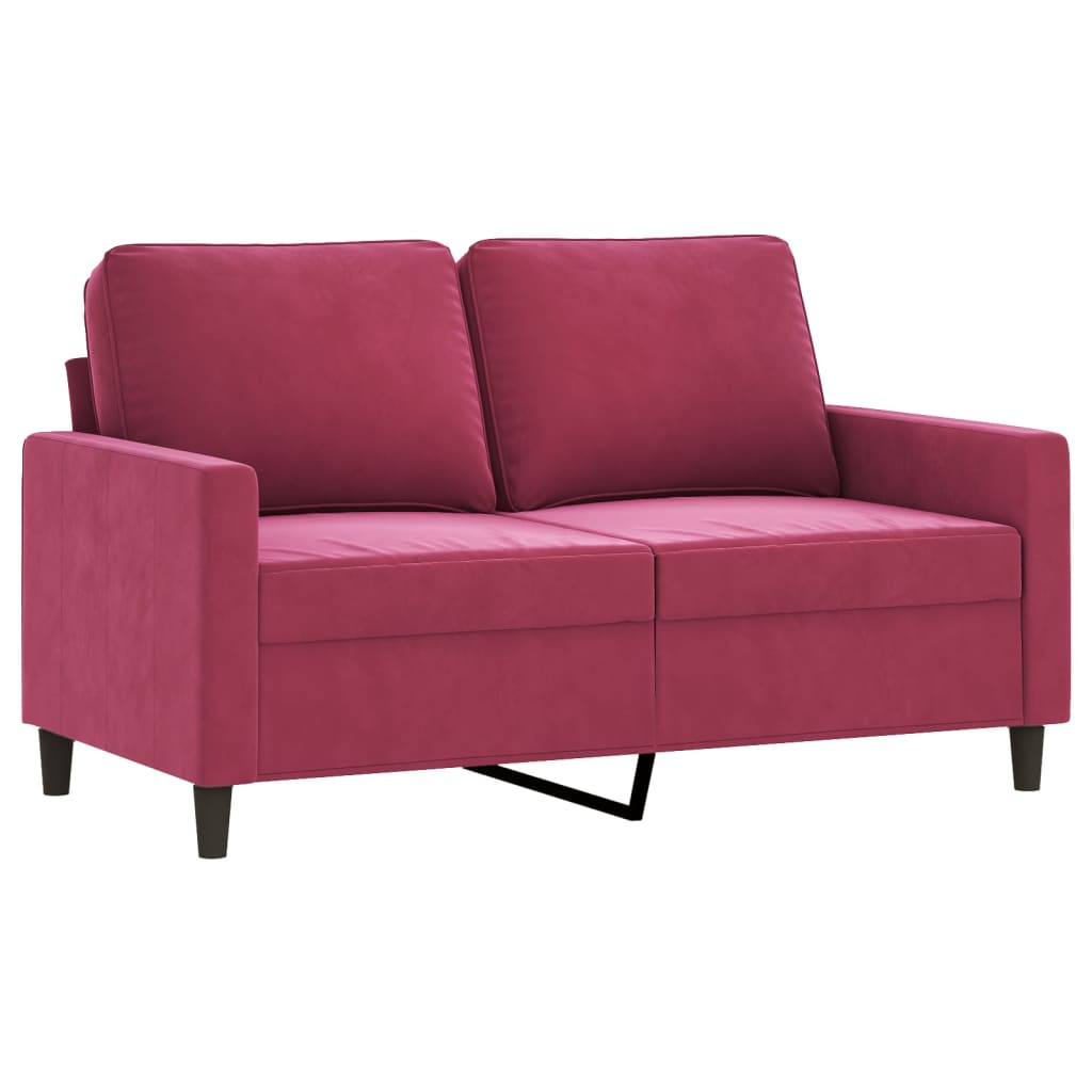 3-dijelni set sofa s jastucima crvena boja vina baršunasti