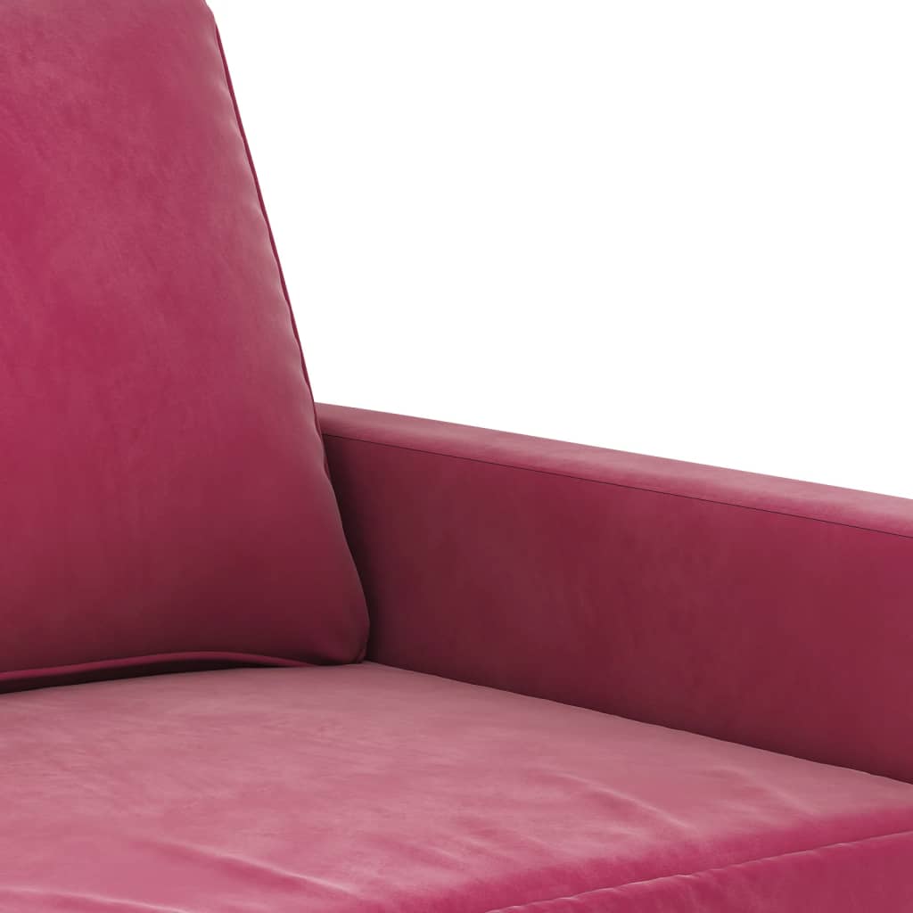 3-dijelni set sofa s jastucima crvena boja vina baršunasti