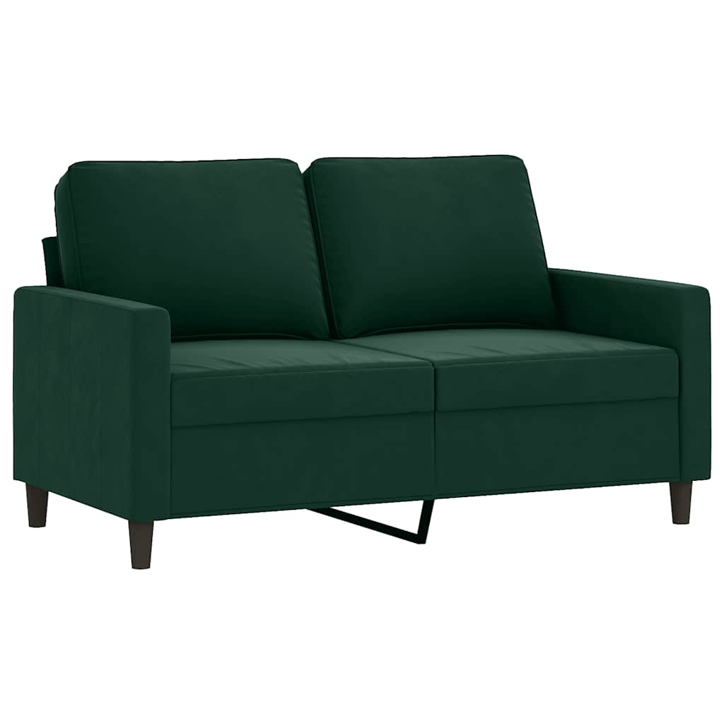 2-dijelni set sofa s jastucima tamnozeleni baršunasti