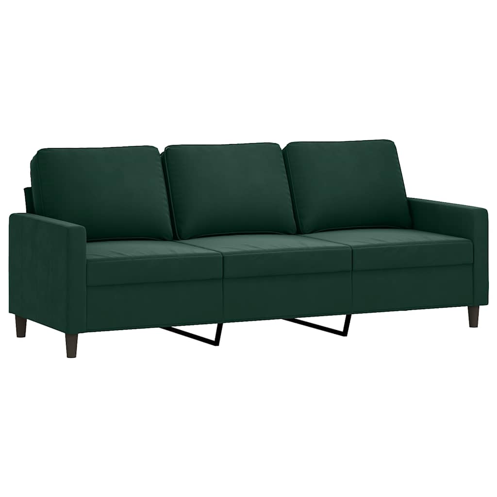 2-dijelni set sofa s jastucima tamnozeleni baršunasti