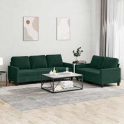 2-dijelni set sofa s jastucima tamnozeleni baršunasti