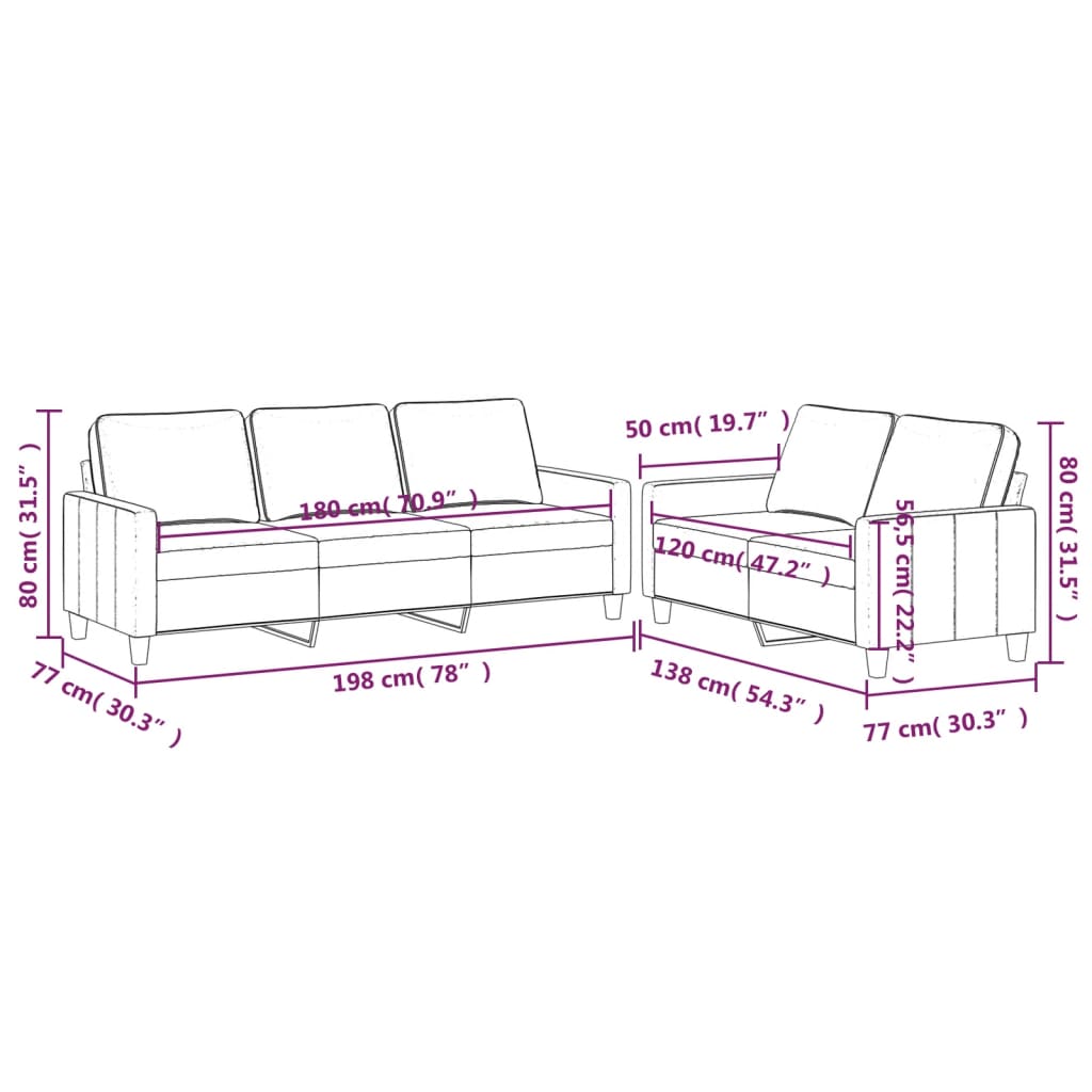 2-dijelni set sofa s jastucima ružičasti baršunasti