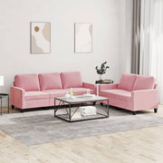 2-dijelni set sofa s jastucima ružičasti baršunasti