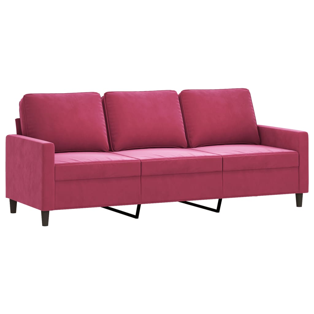 2-dijelni set sofa s jastucima crvena boja vina baršunasti