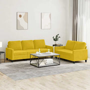 2-dijelni set sofa s jastucima žuti baršunasti