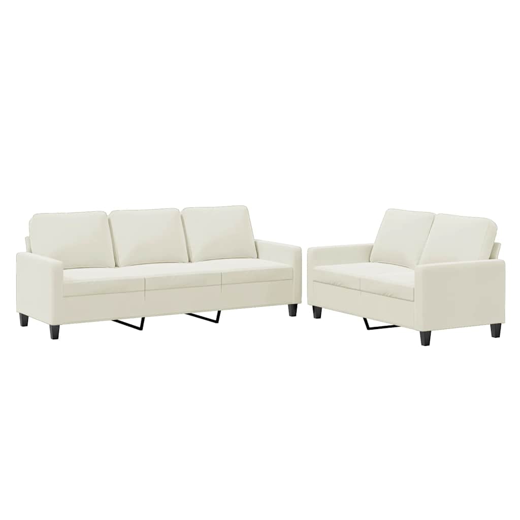 2-dijelni set sofa s jastucima krem baršunasti