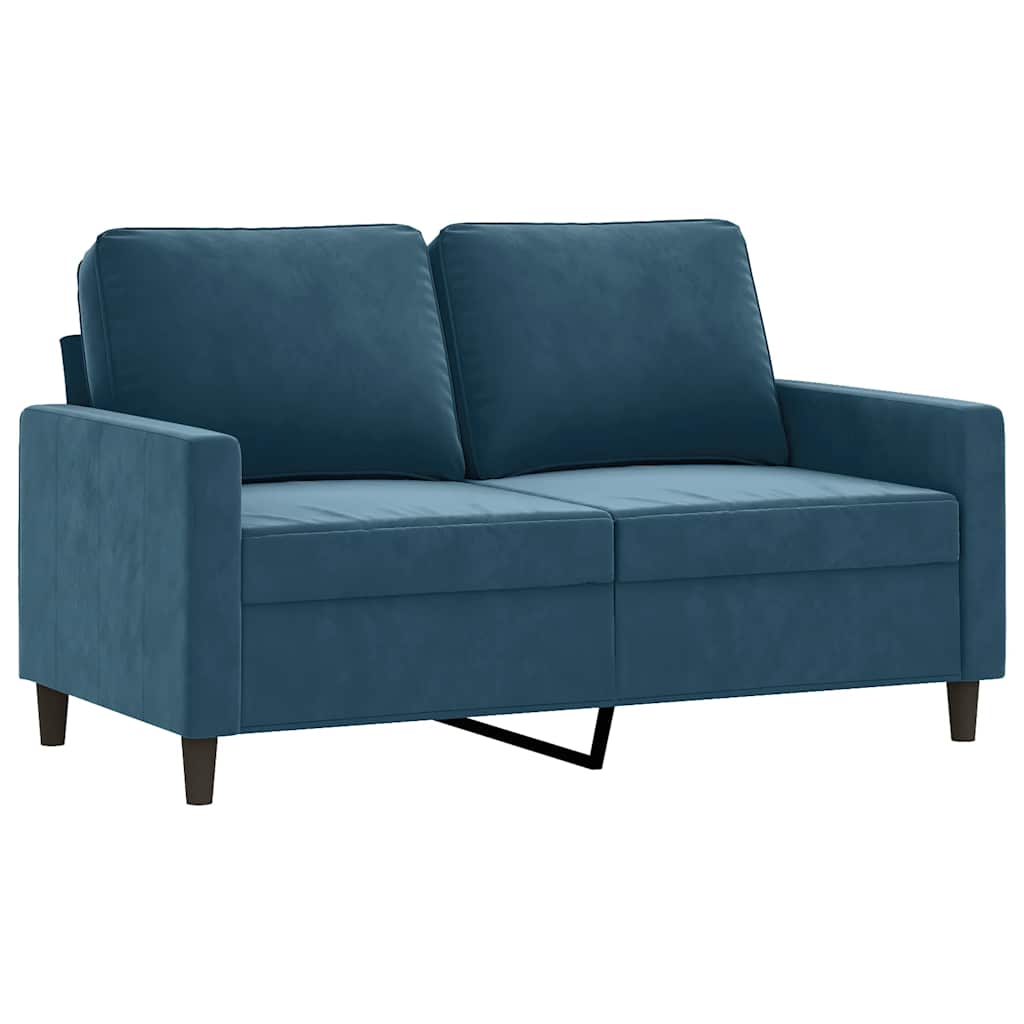 2-dijelni set sofa s jastucima plavi baršunasti