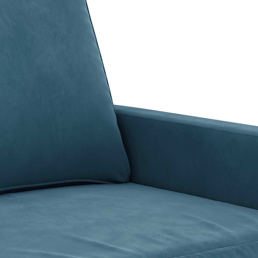 2-dijelni set sofa s jastucima plavi baršunasti