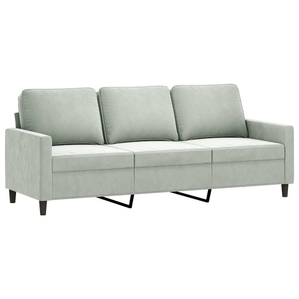 3-dijelni set sofa s jastucima svjetlosivi baršunasti