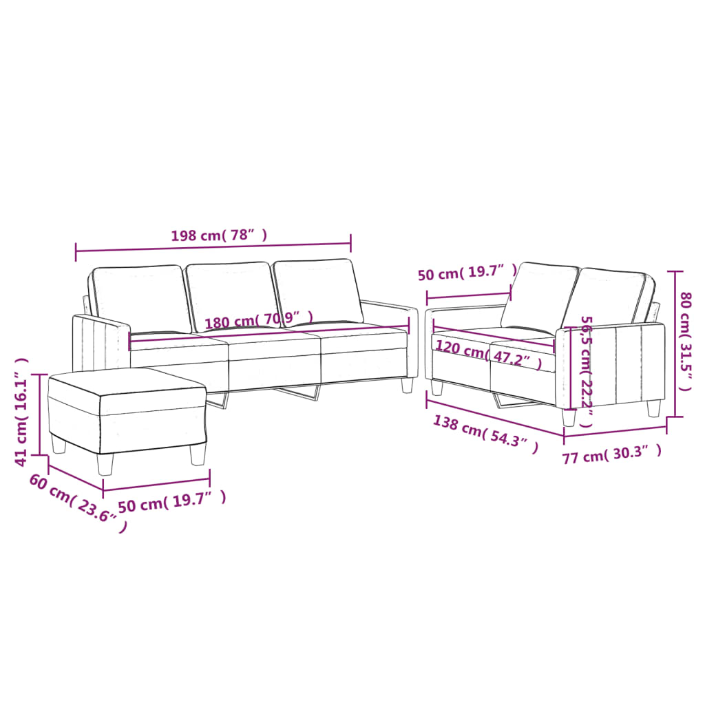 3-dijelni set sofa s jastucima tamnosivi baršunasti