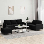 3-dijelni set sofa s jastucima crni baršunasti