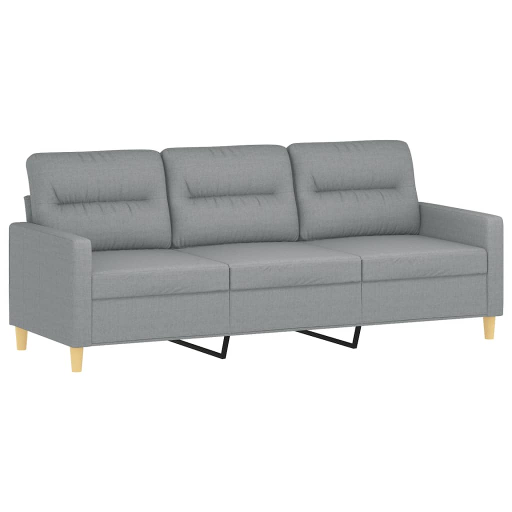 3-dijelni set sofa s jastucima svjetlosivi od tkanine