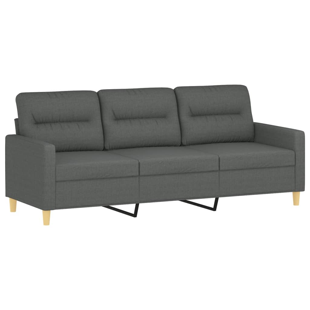 3-dijelni set sofa s jastucima tamnosivi od tkanine