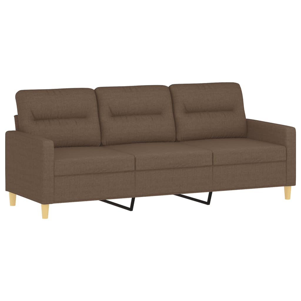 3-dijelni set sofa s jastucima smeđi od tkanine