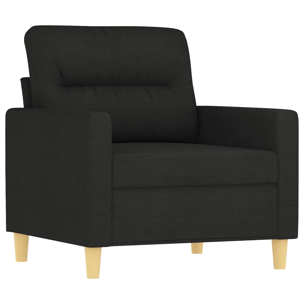 3-dijelni set sofa s jastucima crni od tkanine