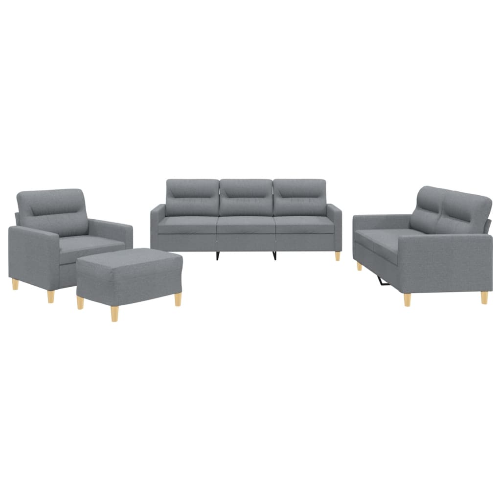 4-dijelni set sofa s jastucima svjetlosivi od tkanine